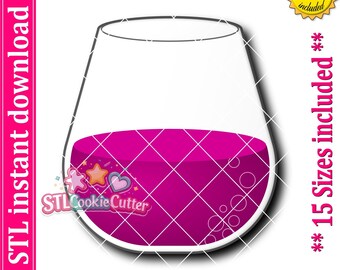 Cortador de galletas con forma de copa de vino sin tallo (archivo STL, descarga digital)