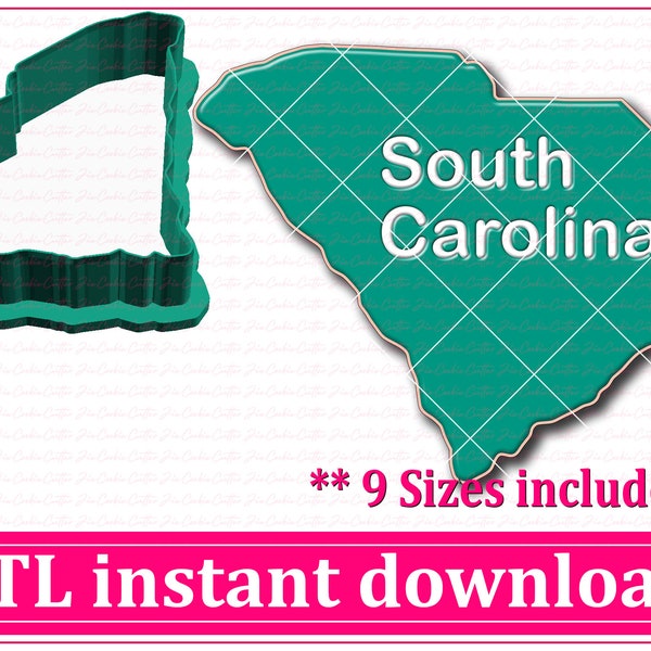 South Carolina Map Cookie Cutter STL File Instant Download, STL Cookie Cutter File