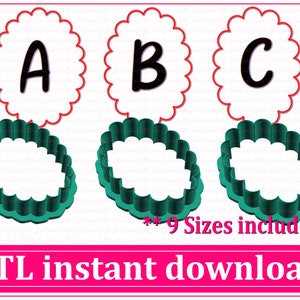 Scalloped Oval Cookie Cutter STL File Instant Download, STL Cookie Cutter File