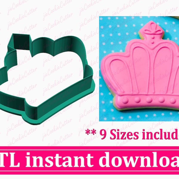 Crown Cookie Cutter STL File Instant Download, STL Cookie Cutter File