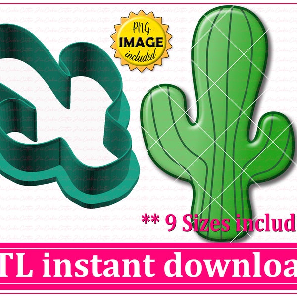 Cactus Cookie Cutter STL File Instant Download, STL Cookie Cutter File