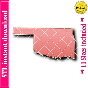 Oklahoma State Map Cookie Cutter STL File, 11 Sizes (Digital Download)