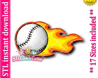 Baseball On Fire Cookie Cutter STL File (Digital Download)