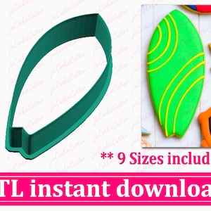 Surfboards Cookie Cutter STL File Instant Download, STL Cookie Cutter File
