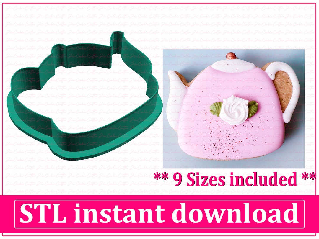 Teapot Cookie Cutter STL File Instant Download, STL Cookie Cutter File