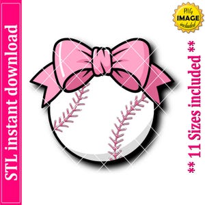 Baseball With Bow Ribbon Cookie Cutter STL File, 11 Sizes (Digital Download)