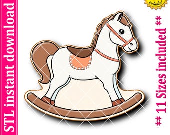 Cortador de galletas de caballo mecedor (archivo STL, 11 tamaños) (descarga digital)