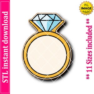 Wedding Ring Cookie Cutter STL File, 11 Sizes (Digital Download)