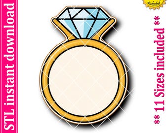 Wedding Ring Cookie Cutter STL File, 11 Sizes (Digital Download)