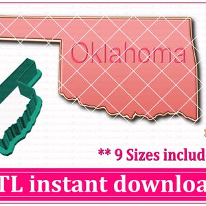 Téléchargement instantané de fichier STL à l'emporte-pièce de carte d'état de l'Oklahoma, fichier d'emporte-pièce STL