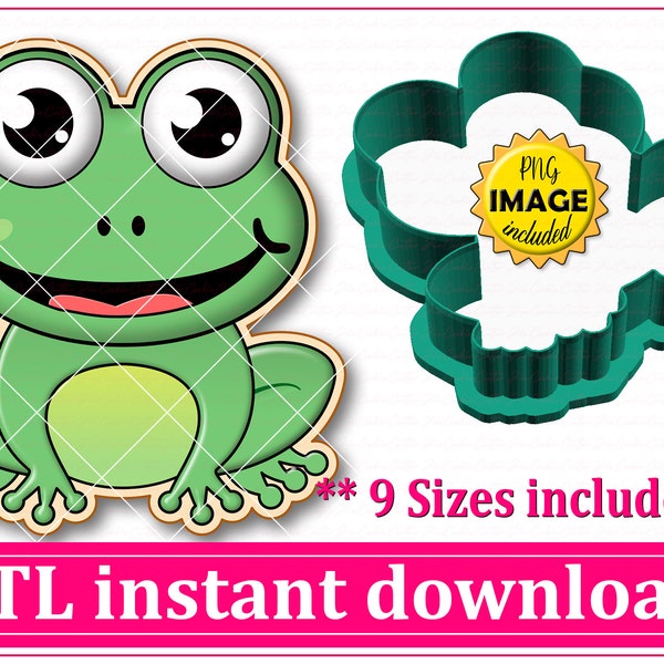 Cute Frog Cookie Cutter STL File Instant Download, STL Cookie Cutter File