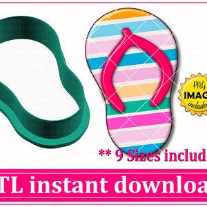 Beach Slippers Cookie Cutter STL File Instant Download, STL Cookie Cutter File