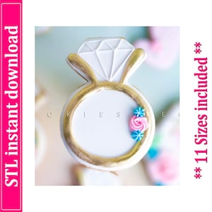 Wedding Ring Cookie Cutter STL File Instant Download, STL Cookie Cutter File Digital Download