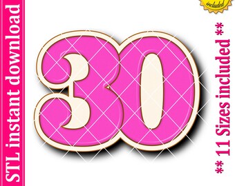 Number Thirty Cookie Cutter STL File (Digital Download)