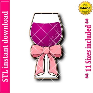 Wine Glass With Bow Ribbon Cookie Cutter STL File Instant Download, STL Cookie Cutter File