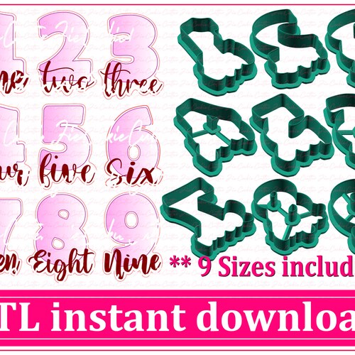 Numbers Set Cookie Cutter STL File Instant Download STL Etsy