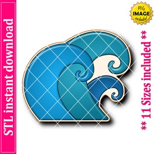 Ocean Waves Cookie Cutter STL File Instant Download, STL Cookie Cutter File