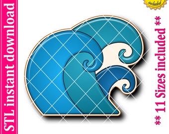 Ocean Waves Cookie Cutter STL File (Digital Download)