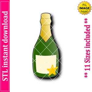 Champagne Bottle Cookie Cutter STL File Instant Download, STL Cookie Cutter File