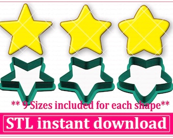 Star Cookie Cutter STL File Instant Download, Round Corner Star STL Cookie Cutter File