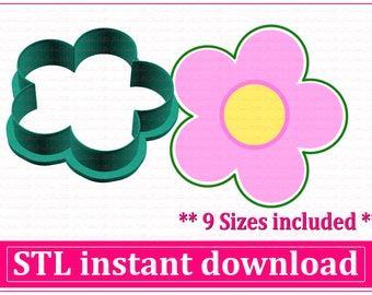 Five Petals Flower Cookie Cutter STL File Instant Download, STL Cookie Cutter File