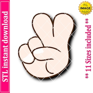 Peace Hand Sign Cookie Cutter STL File, 11 Sizes (Digital Download)