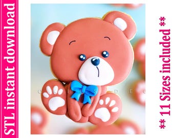 Bear Cookie Cutter STL File, 11 Sizes (Digital Download)