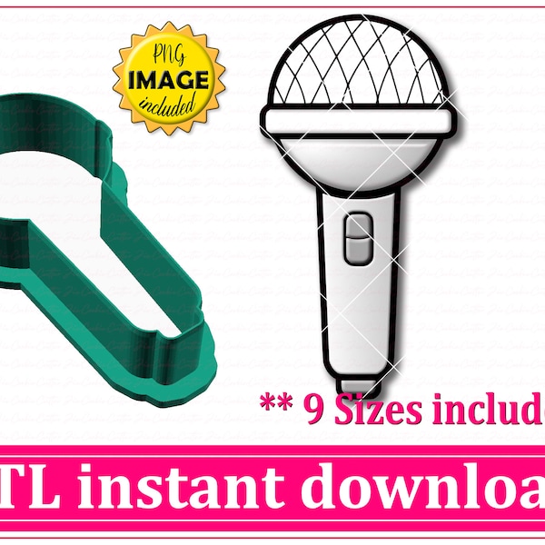 Microphone Cookie Cutter STL File Instant Download, STL Cookie Cutter File
