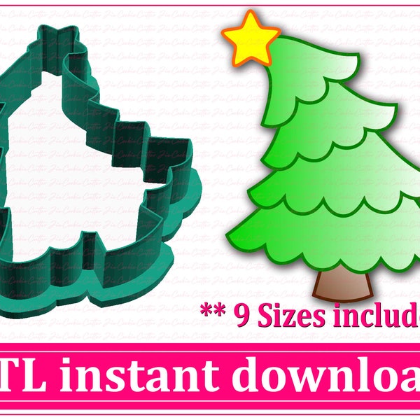 Lean Christmas Tree Cookie Cutter STL File Instant Download, STL Cookie Cutter File