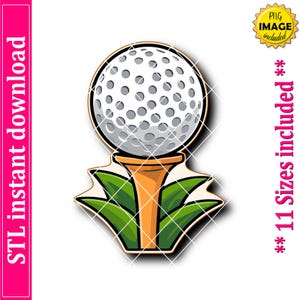 Golf Ball on Tee Cookie Cutter STL File, 11 Sizes (Digital Download)