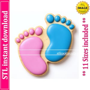 Baby Foot Cookie Cutter STL File Instant Download, STL Cookie Cutter File
