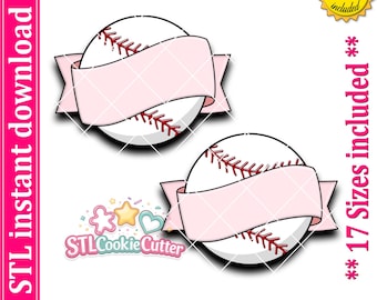 Baseball With Ribbon Cookie Cutter STL File (Digital Download)