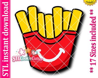 Cortador de galletas con forma de papas fritas (archivo STL, descarga digital)