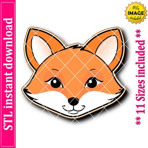 Fox Head Cookie Cutter STL File, 11 Sizes (Digital Download)