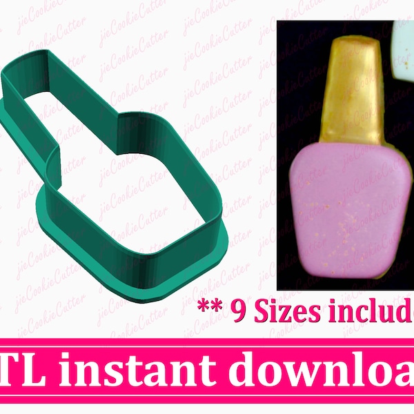 Nail Polish Cookie Cutter STL File Instant Download, STL Cookie Cutter File