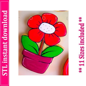 Foremka do ciastek „Kwiat w wazonie”, plik STL, 11 rozmiarów (pobranie cyfrowe)