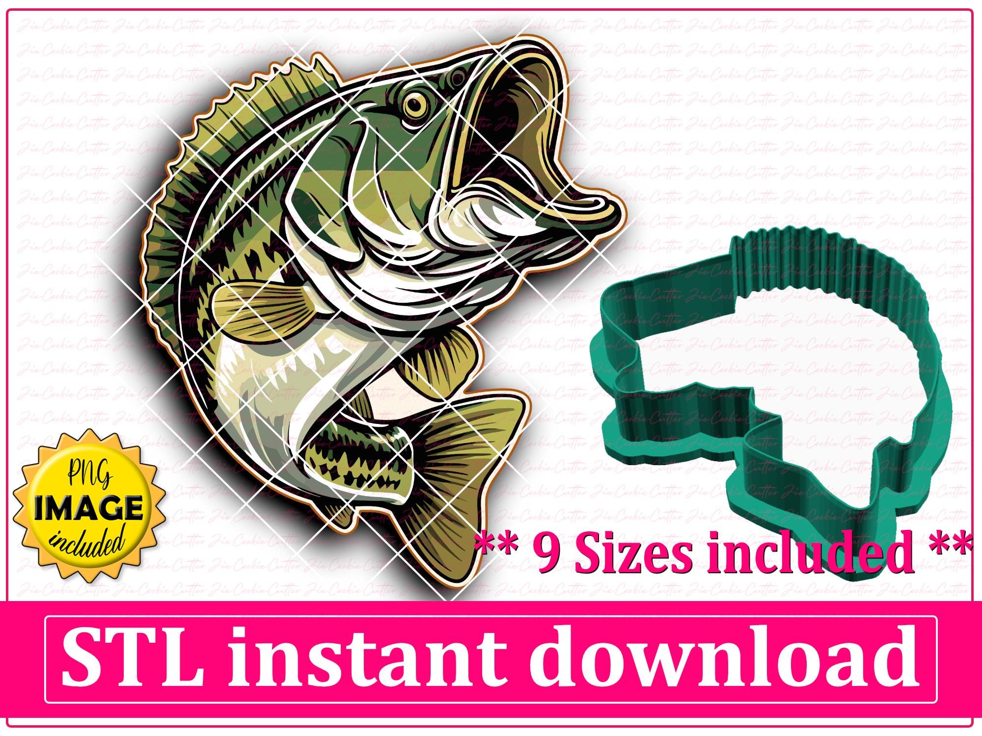 Largemouth Sea Bass Fish Cookie Cutter STL File Instant Download, STL Cookie Cutter File