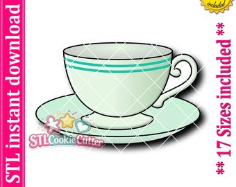 Tea Cup with Saucer Cookie Cutter STL File (Digital Download)