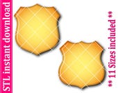 Police Badge Shape Cookie Cutter STL File, 11 Sizes (Digital Download)