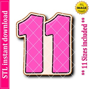 Number Eleven Cookie Cutter STL File, 11 Sizes (Digital Download)