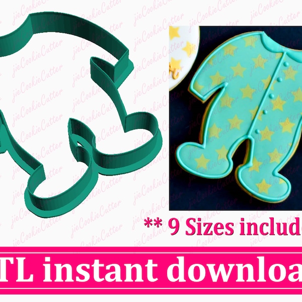 Baby Pajamas Cookie Cutter STL File Instant Download, STL Cookie Cutter File