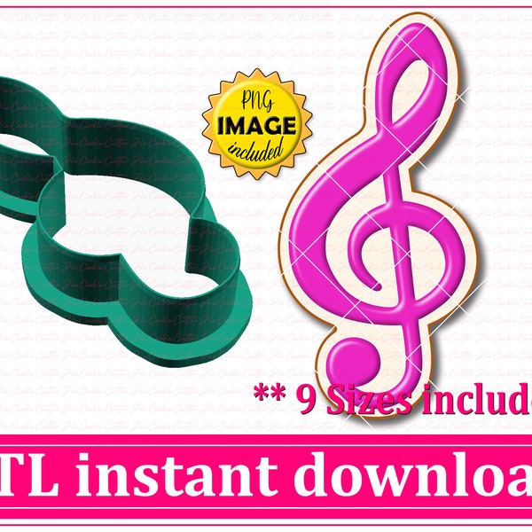 Musical Notes Cookie Cutter STL File Instant Download, STL Cookie Cutter File