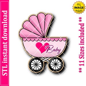Baby Stroller Cookie Cutter STL File Instant Download, STL Cookie Cutter File