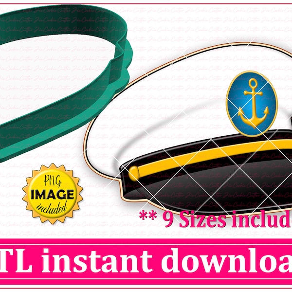 Captain Hat Cookie Cutter STL File Instant Download, STL Cookie Cutter File