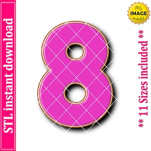 Number Eight Cookie Cutter STL File, 11 Sizes (Digital Download)