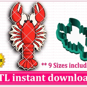 Lobster or Crawfish Cookie Cutter STL File Instant Download, STL Cookie Cutter File