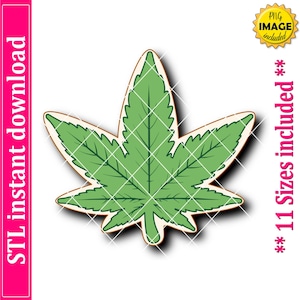 Kakutstickare med marijuanablad (STL-fil), 11 storlekar (digital nedladdning)