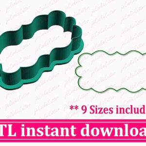 Plaque Cookie Cutter STL File Instant Download, STL Cookie Cutter File