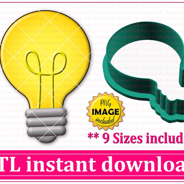 Light Bulb Cookie Cutter STL File Instant Download, STL Cookie Cutter File