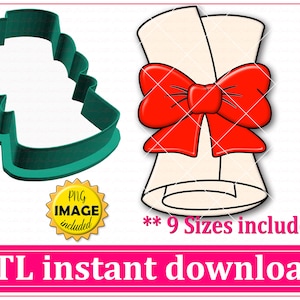 Diploma Cookie Cutter Archivo STL Descarga instantánea, Archivo cortador de galletas STL